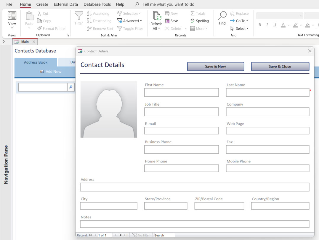 Free Contact Database Template in MS Access Format